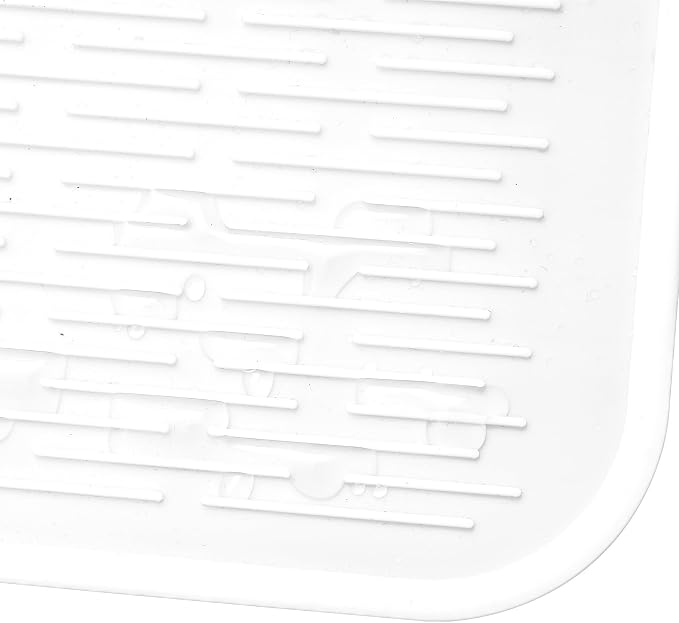 MicoYang Silicone Dish Drying Mat for Multiple Usage,Easy clean,Eco-friendly,Heat-resistant Silicone Mat for Kitchen Counter or Sink,Refrigerator or Drawer Liner White 5XL 36inches x 18inches