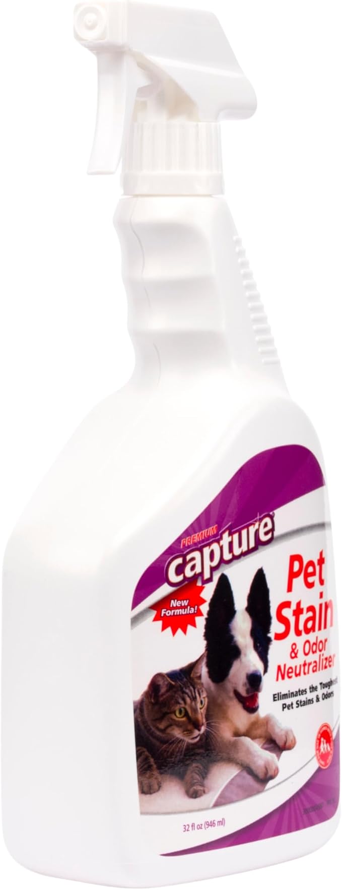Capture Pet Stain & Odor Remover - Enzyme Pet Odor Eliminator for Home, Carpet Stain Remover for Cats & Dog Pee, Cat Urine Destroyer, Carpet Cleaner Spray - 32oz Spray Bottle