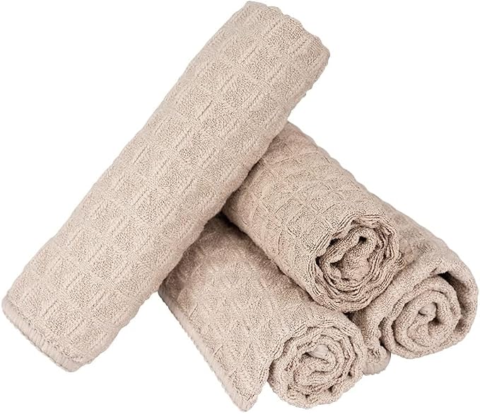 Barista Micro Cloth 4 Pack - watchget Microfiber Barista Cleaning Towels Coffee Cleaning Accessories for Espresso Machine, Steam Wand, Countertop, Khaki(12"x12")