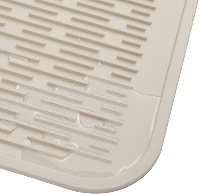 MicoYang Silicone Dish Drying Mat for Multiple Usage,Easy clean,Eco-friendly,Heat-resistant Silicone Mat for Kitchen Counter or Sink,Refrigerator or Drawer Liner Tapioca 2XL 24 inches x 18 inches