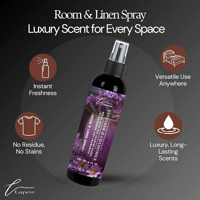 Lapew Room & Linen Spray | Fragrance Mist for Home, Car & Office | Fabric & Air Freshener | Neutralizing Mist | Made in USA | Lavender & Chamomile