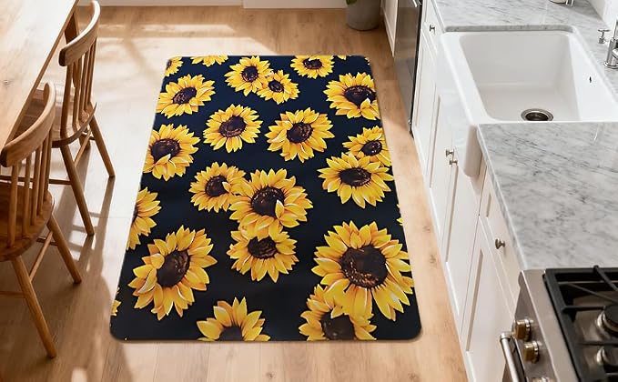 Sunflower Dish Drying Mat ,Absorbent Place Mat,Easy Clean Rug For Kitchen,Bath,Bathroom,Living Room Kitchen Decor And Accessories(sunflower) (17*47inches)