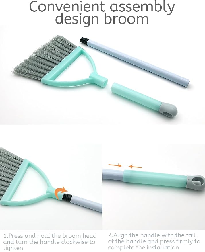 Small Broom and Dustpan Set, Household Mini Broom and Dustpan Set, Mini Broom and Cleaning Set Suitable for Various Small Areas. (Blue)