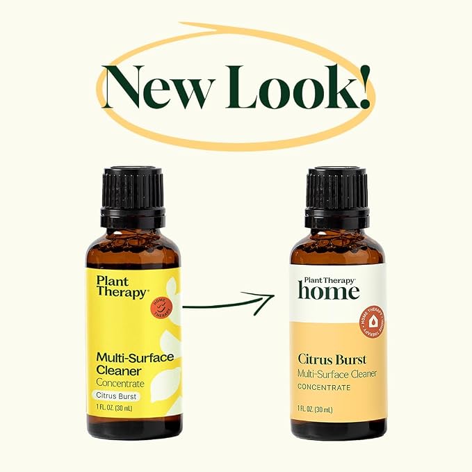 Plant Therapy Home Citrus Burst Blend All Natural Multi-Surface Cleaner Concentrate, Use to Clean Countertops, Stovetops, Tile, Microwave, 30 mL (2-Pack)