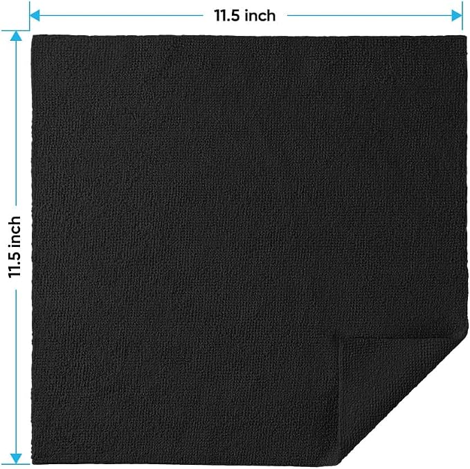 HOMEXCEL Black Microfiber Cleaning Cloths, 10 Pack Microfiber Towels for Cars, Lint & Scratch-Free Cleaning Rags for House, Kitchen and Car 11.5 x 11.5 inch