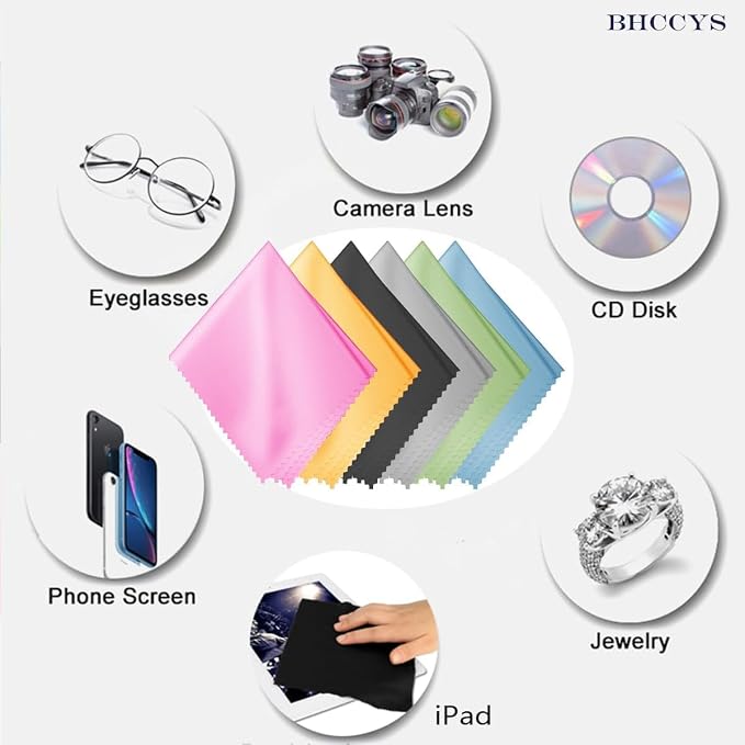 Glasses Cleaning Cloths(12 pcs),Microfiber Eyeglass Cleaner Cloth, Lens Wipes Cloth for Cleaning Eyeglasses, Cell Phones, Screens, Lenses, Electronics and All Delicate Surface