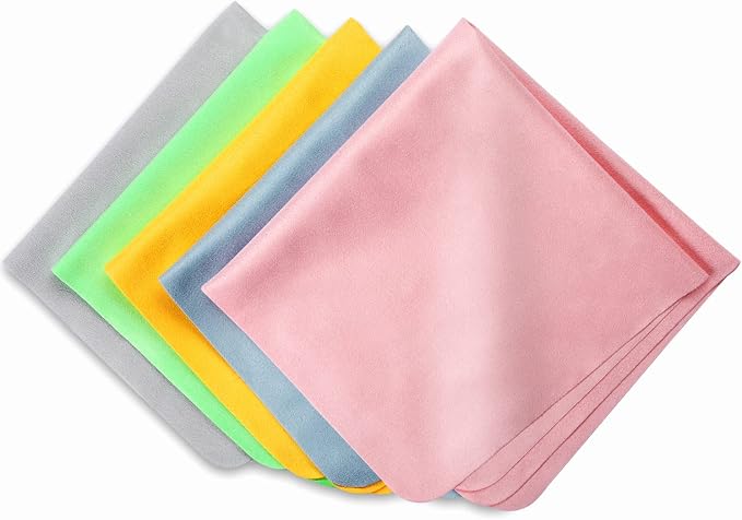 Vin Beauty Extra Large Microfiber Cleaning Cloths (12"x 12") for Eyeglasses, Lens, Glasses, Reusable Eyeglass Cleaner Cloths Wipes for All Glasses and Screens