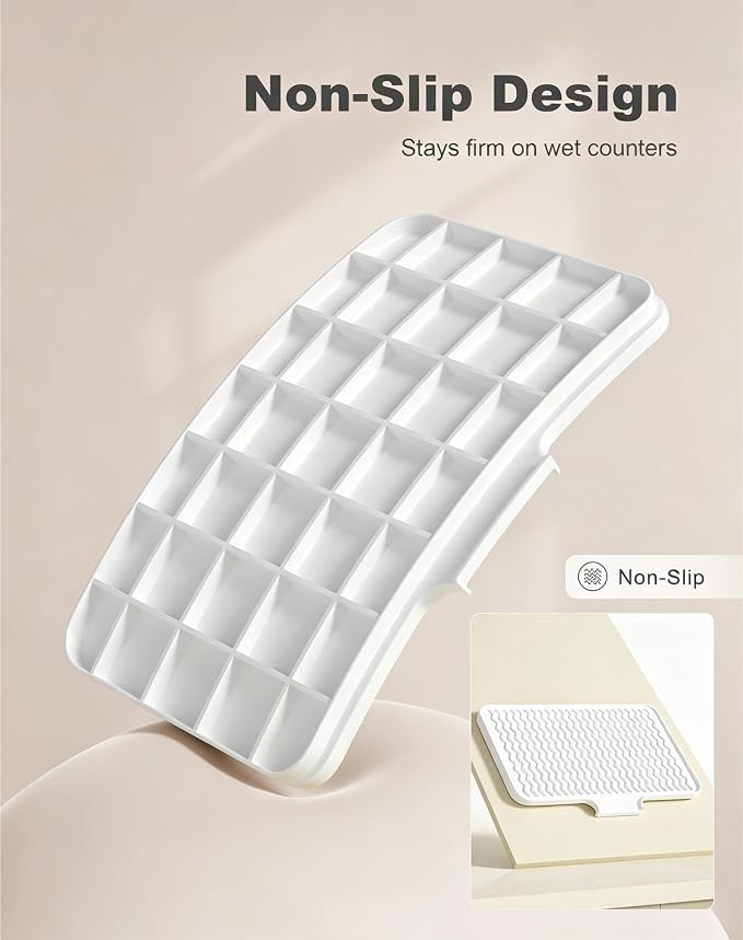 Rnivvi Silicone Dish Drying Mat for Kitchen Counter, 16 x 12" Drainer Pad with Drainage Spout, Heat Resistant Trivet Non-Slip Dish Rack Mats for Countertop Protection, Kitchen Bar Decor Pad, White