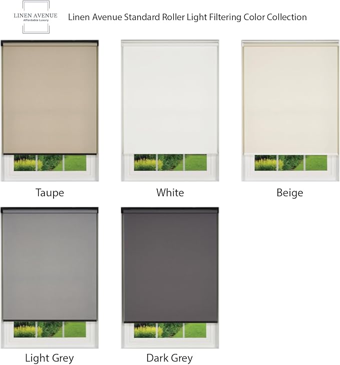 Customizable Cordless Light Filtering Sierra Collection Roller Shade, Beige 24" to 29" W X 72" H (Arrives 1/4" Narrower)