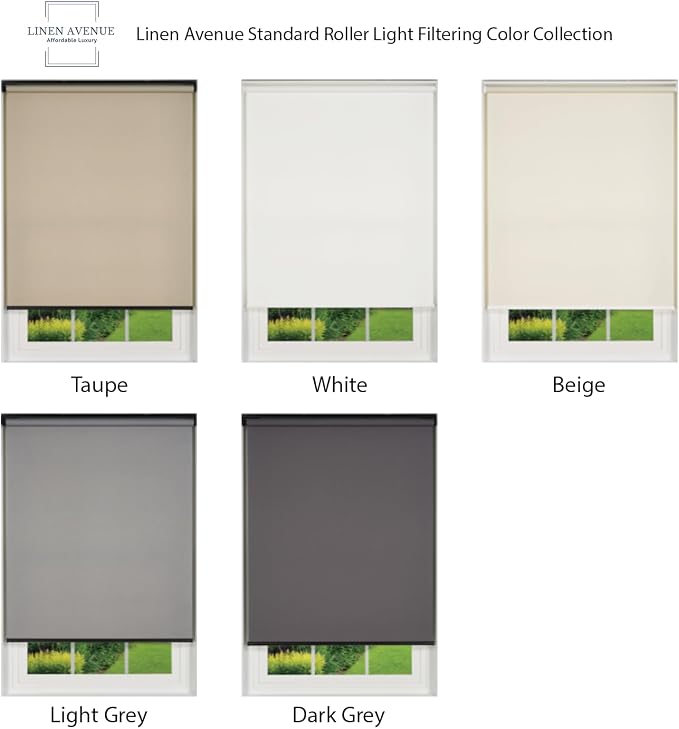 Customizable Cordless Light Filtering Sierra Collection Roller Shade, Taupe 24" to 29" W X 66" H (Arrives 1/4" Narrower)