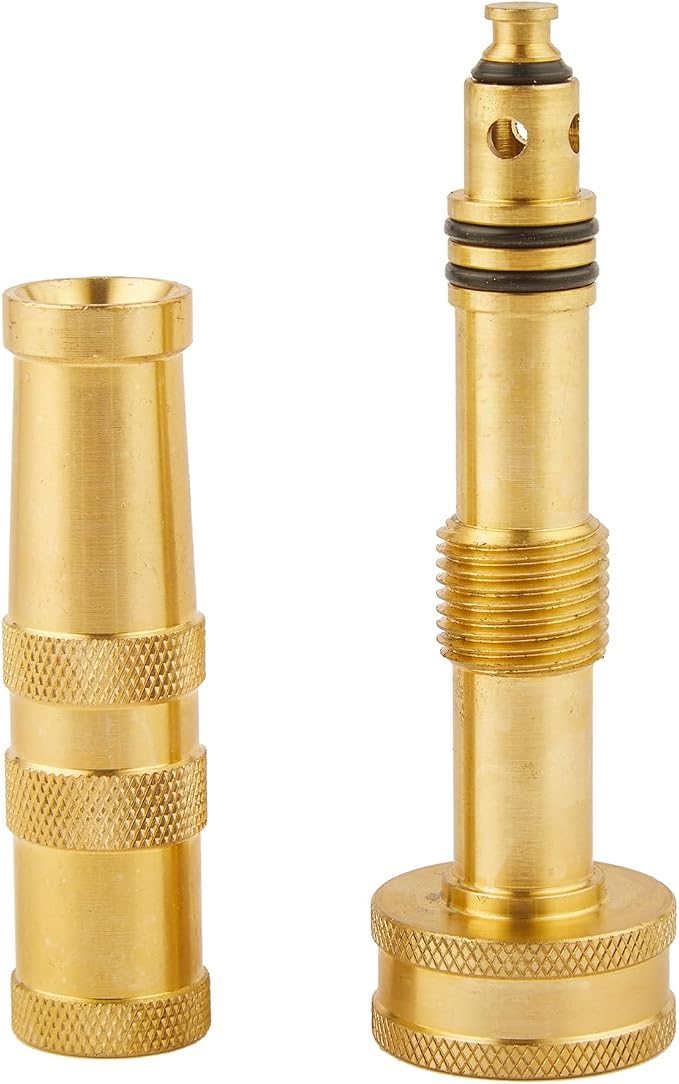 Heavy Duty Brass Hose Nozzle-4'' Adjustable Twist Garden Hose Nozzles | Water Hose Sprayer Nozzle for Garden Lawn Efficient Watering and Spraying, with 10 Rubber Washers