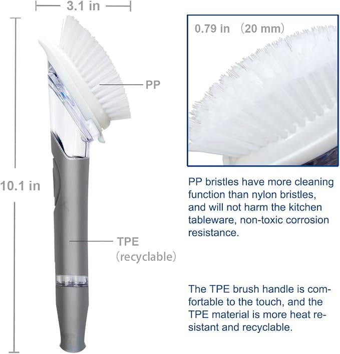 CELOX Dish Brush with Soap Dispenser, Heavy Duty Dishwand Kit, Includes 1 Wand & 3 Dish Brush Refill Heads