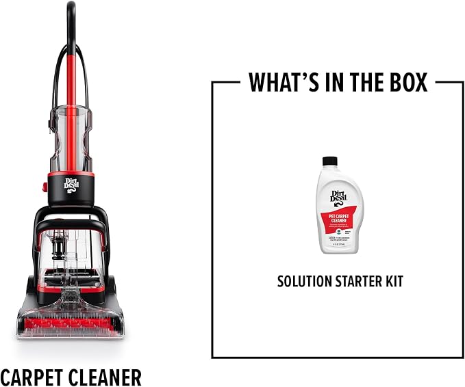 Dirt Devil Full Size Carpet Cleaner Machine for Carpet and Upholstery | Deep Cleaning Carpet Shampooer Machine with Two Cleaning Modes, Pair with Dirt Devil Carpet Cleaner Solution