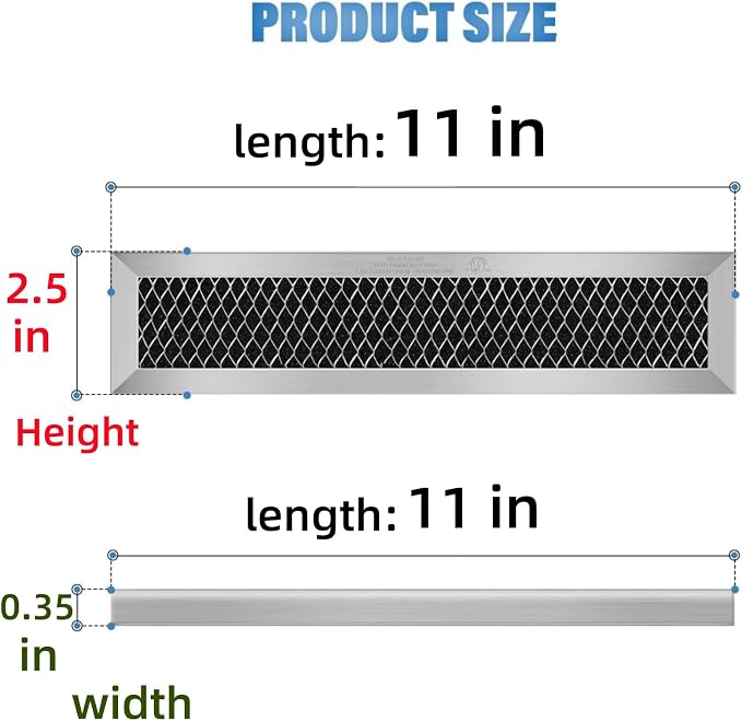 (2 PACK) Compatible GE WB02X10943 WB02X35607 Charcoal Carbon Microwave Filters.2-1/2" X 11" X 3/8"