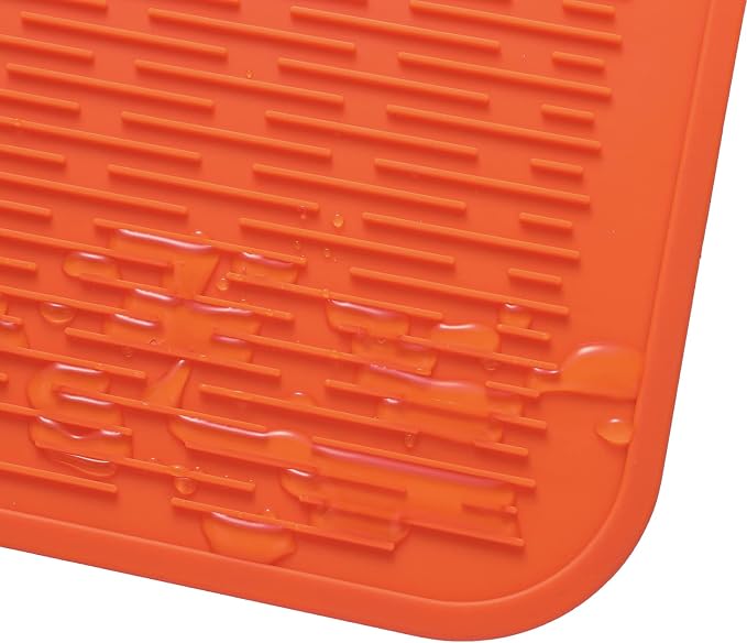 MicoYang Silicone Dish Drying Mat for Multiple Usage,Easy clean,Eco-friendly,Heat-resistant Silicone Mat for Kitchen Counter or Sink,Refrigerator or Drawer Liner Orange XL 18 inches x 16 inches