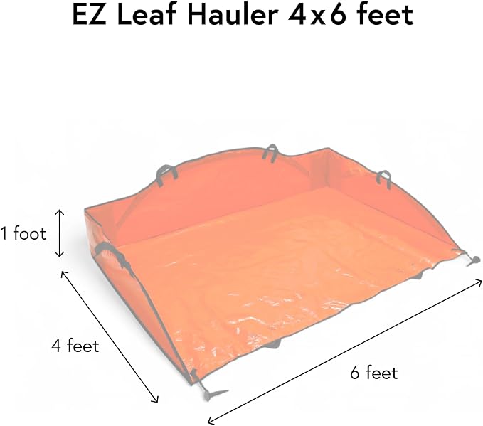 Leaf Tarp for Fast Yard Cleanup –Leaf Collection Tarp with 6 Handles & Ground Stakes – Lawn Leaf Bag for Raking, Garden Debris & Yard Waste Removal, Wind Proof, 4’ x 6’ Capacity