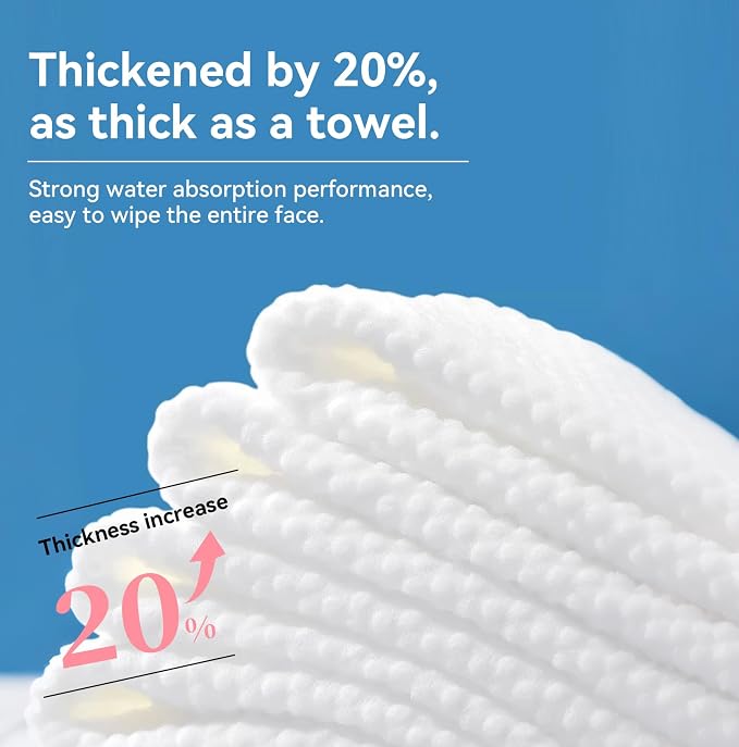 Disposable Face Towels 80 Count, 100% Pure Cotton Soft Facial Tissues, Lint-Free Wet Dry Use Face Cloths, Dual Texture Makeup Remover Wipes for Sensitive Skin, Baby Care & Household Daily Use