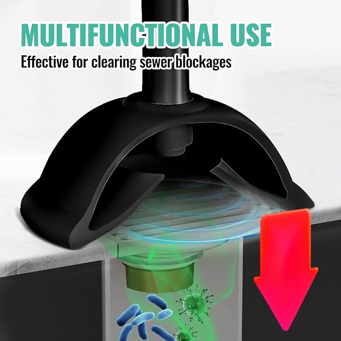 3in1 Toilet Brush and Plunger Set, 2 Pack with Crevice Brushes | Bright Black Bathroom Essentials for Apartment, Cleaning Supplies, Home Essentials, bathroom decor, apartment essentials pair
