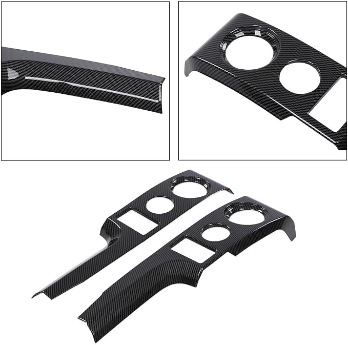 CHEDA Center Console Dashboard Panel Cover Trim Bezels Compatible with Ford F150 2009-2014 Polished Black Carbon Fiber