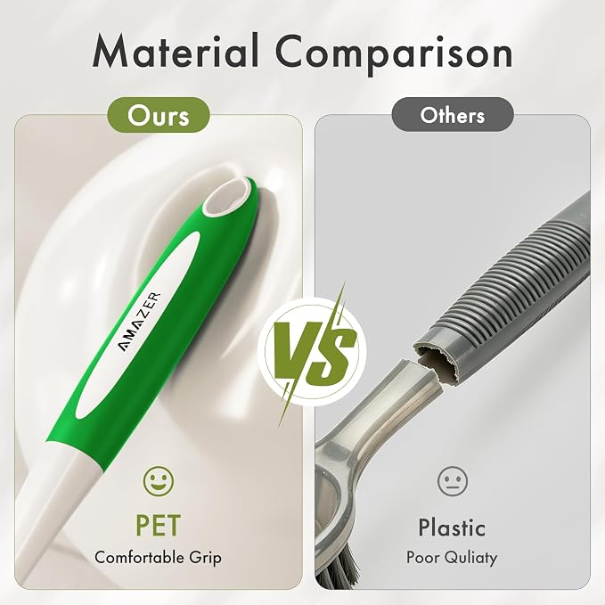 Amazer Dish Brush with Handle, 2 Pack Kitchen Scrub Brushes with Built-in Scraper for Cleaning, Dish Scrubber with Stiff Bristles for Sink, Pots, Pans (Green+Green)