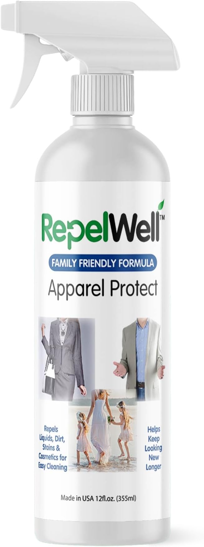 RepelWell Non Toxic Fabric Protector Spray for Clothing & Apparel, 12 oz | Repels water, spills, dirt and everyday stains from clothing and apparel.
