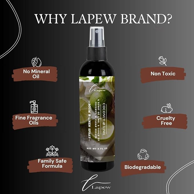 Lapew Room & Linen Spray | Fragrance Mist for Home, Car & Office | Fabric & Air Freshener | Neutralizing Mist | Made in USA | Coconut & Lime