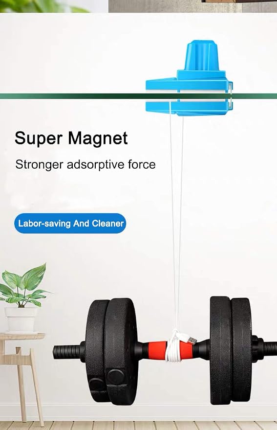 Double-Sided Window Cleaner Glass Wiper Magnetic Cleaning Tools, 5-Gears Adjustable Magnetic Glider Washing Brush Tools, for High-Rise Double Thick Glazed Windows Thickness 0.3"-1" (Blue)