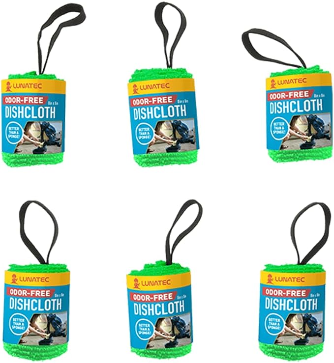 Lunatec® Odor-Free Kitchen Dishcloths. A Scrubber and scouring pad for All Surfaces. Safe for Non-Stick. (6-Pack)