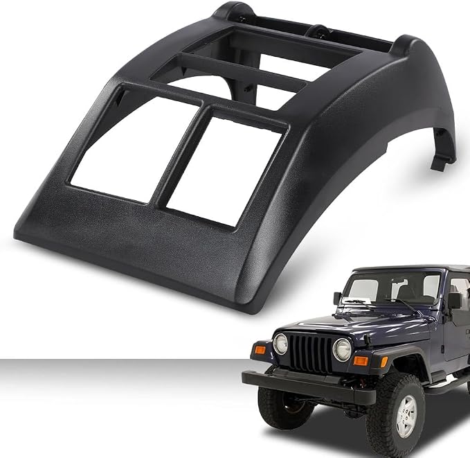 G-PLUS Double Din Radio Dash cover Kit, Compatible with Jeep Wrangler TJ 1997 1998 1999 2000 2001 2002 95-6549 Dash Stereo Mounting Bezel Panel