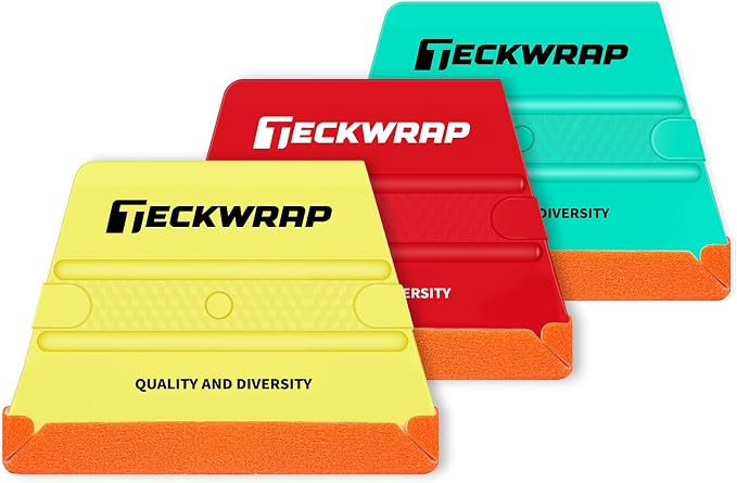 TECKWRAP Felt Squeegee for Vinyl Wrap -Trapezoid Shape (Soft/Medium/Hard) | Pro Car Wrap Tool Kit, 3 Hardness Levels (Yellow Soft/Green Medium/Red Hard), , Premium vinyl Felt Edge squeegee