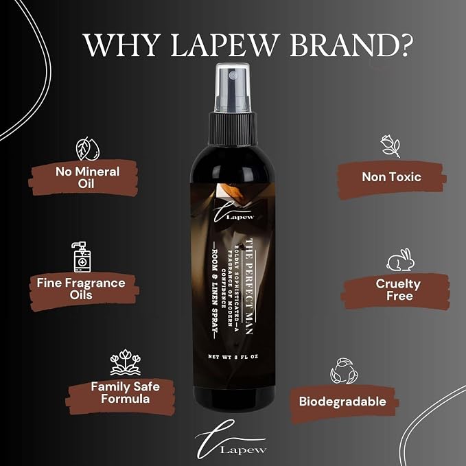Lapew Room & Linen Spray | Fragrance Mist for Home, Car & Office | Fabric & Air Freshener | Neutralizing Mist | Made in USA | The Perfect Man