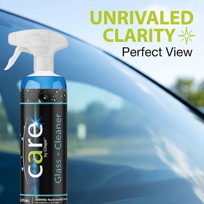 Care Glass Cleaner Spray, Streak-Free Car Window Cleaner for Windshields, Mirrors & Tinted Glass, Professional Window Cleaning Kit, Car Essentials, 16 oz