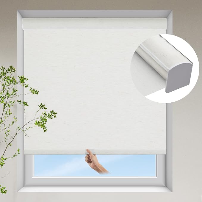 Tonature Cordless Faux Linen Light Filtering Roller Blinds for Window, Room Darkening Roller Windows Shades Anti-UV Roller Blinds for Bedroom, Living Room, Home Office,Nursery(41.5" W x 36" H,Cream)