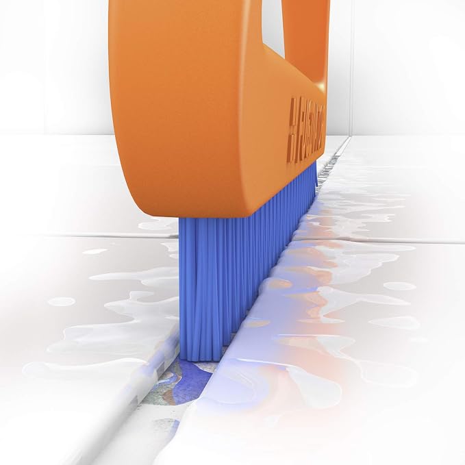 Fuginator Scrub Brush for Tile and Grout: Stiff Nylon Bristle Scrubbing Brush - Bathtub and Shower Scrubber for Floor Joints and Tile Seams - Cleaning Brush (Orange/Blue)