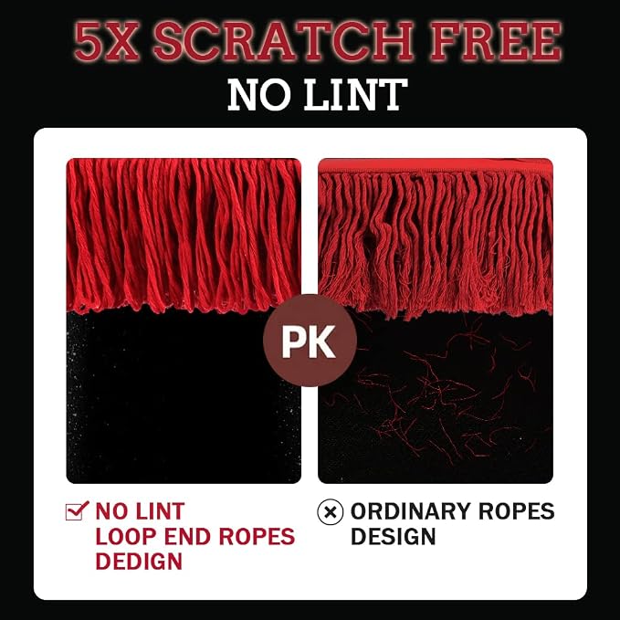 Exterior Car Duster & Brush Kit - Loop End, Red Brush | Telescoping wax cotton auto mop traps pollen scratch-free. Combo with inside detailing tools & bag. Ideal gift for SUV, RV.