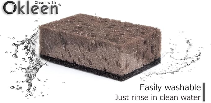 Taupe Multi Use Scrub Sponges. Made in Europe. 18 Pack, 4.3x2.8x1.4 inches. Best Odorless Durable Brown Heavy Duty Scrubber for Kitchen and Household Cleaning