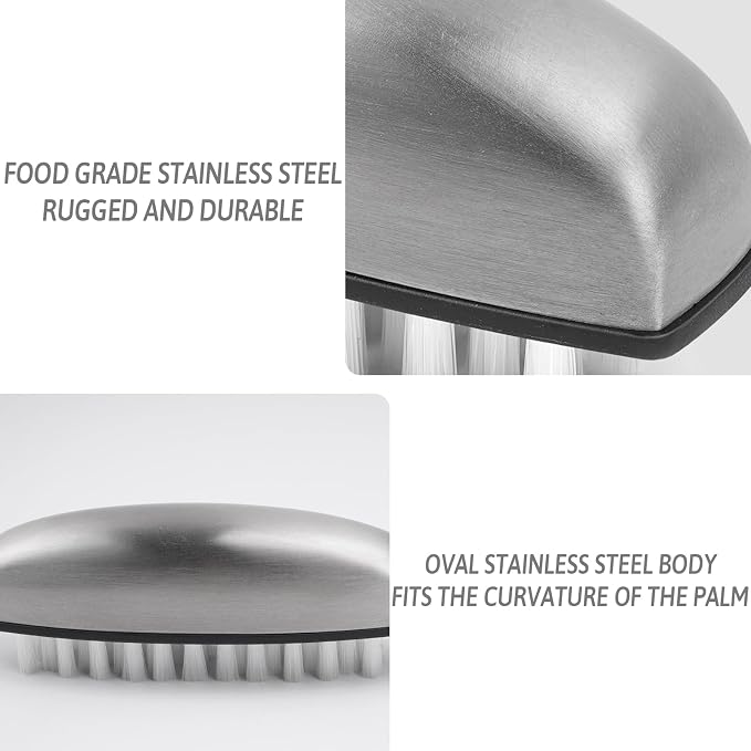 Vegetable and Fruit Cleaning Brush, 304 Stainless Steel Cleaning Brush, Microfiber Scrubbing Pad, Multipurpose Kitchen Tool (White)