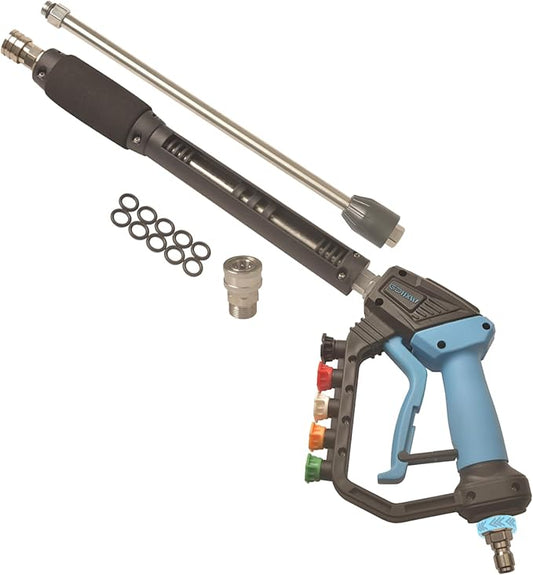 Adjustable High Power Pressure Washer Gun with Swivel,with 2 Extension Wand 5 Nozzle10 O-Rings Thread Adapter 5000 PSI For Pressure Washer