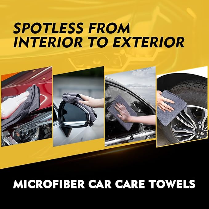HOMEXCEL Grey Microfiber Cleaning Cloth 6 Pack, 12.5 x 12.5 inch Microfiber Towels for Cars, Ultra Absorbent Car Washing Cloth, Lint Free Streak Free Cleaning Rags for Car, Kitchen, and Window