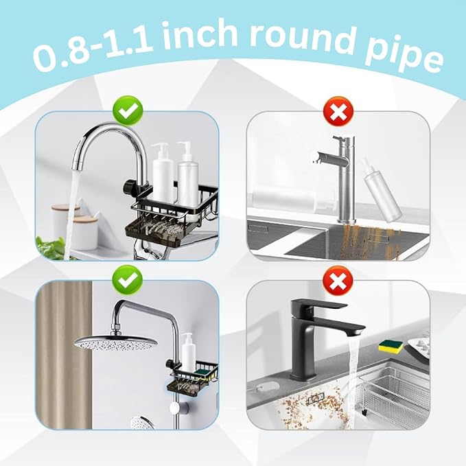 Kitchen Sink Faucet Organizer – Compact Design for Round Faucets (10.6 × 5.7 cm) – Black (Left)