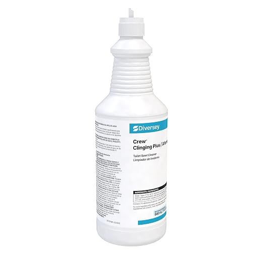 Diversey CREW 9302467 Clinging Plus Toilet Bowl Cleaner, Commercial Strength Formula Cleans Urinals, Ceramic, Porcelain, Unscented Green Liquid, Ready-to-Use Squeeze, 32-Ounce (Pack of 12)