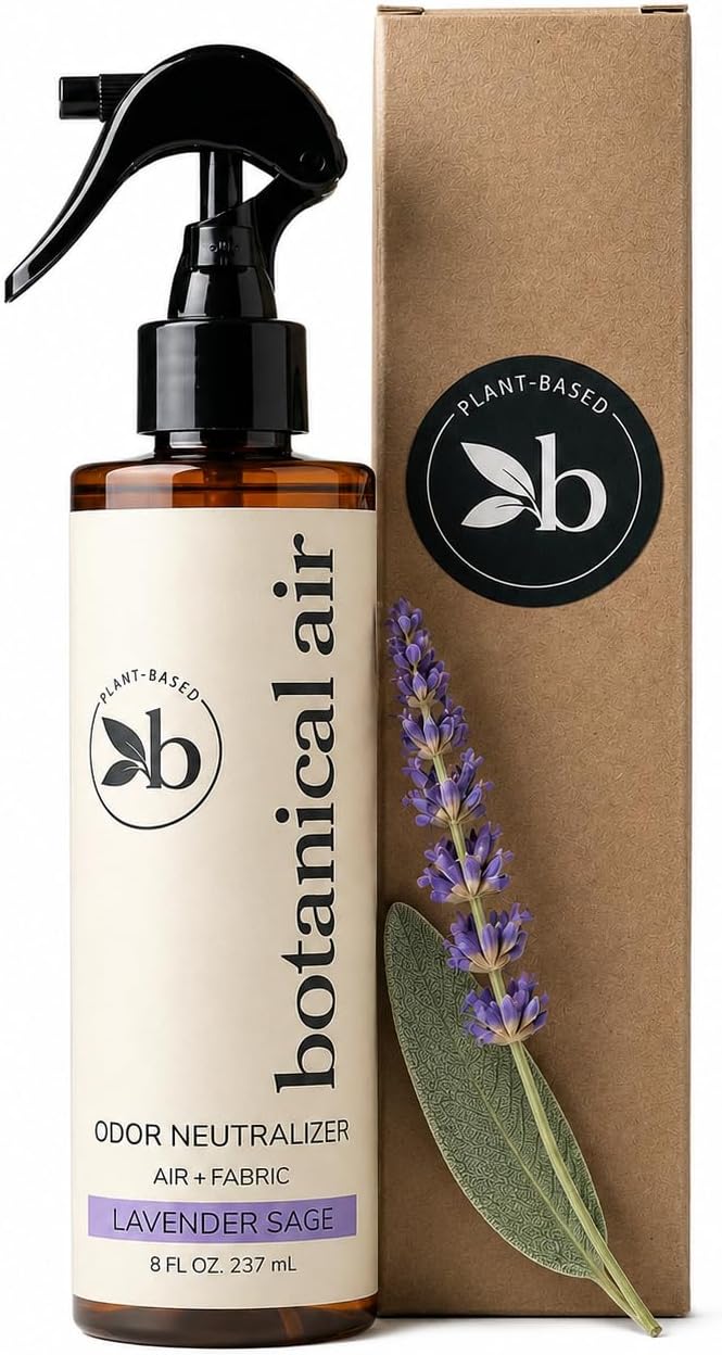 Odor Eliminator Spray – Plant-Based Air Freshener for Home & Fabrics – Eliminates Odors Without Harsh Chemicals – Essential Oil Blend – 8 oz (Lavender Sage)