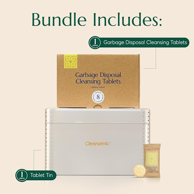 CLEANOMIC Garbage Disposal Tablets and Tablet Tin Bundle