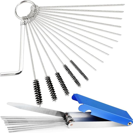 Valchoose Premium Jet Cleaning Brushes, Carb Carburetor Cleaners Made of Heavy Duty Density Nylon and Stainless Steel 13 Cleaning Wires Set + 5 Nylon Brushes + 10 Needles