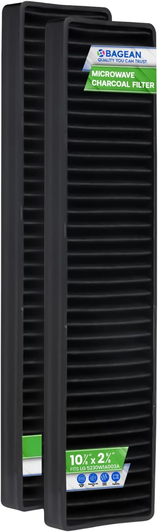 Microwave Charcoal Filter Replacement 10.9"x 2.6" Fits for LG 5230W1A003A - Compatible with Kenmore and LG Microwave Filter Replacement - Stove Vent Fan Filters Removes Odors & Freshens the Air (2-Pk)