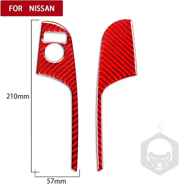 Red Real Carbon Fiber Trim for Nissan Rogue Accessories | for 2014-2020 / Rogue Sport 2017-2022 Side Mirror Control Sticker Interior Thick Overlay Decal