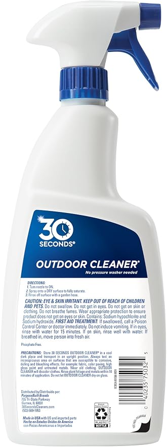 30 SECONDS Outdoor Mold & Mildew Stain Remover Spray | Ready To Use | 32 fl. oz. | 2 Pack