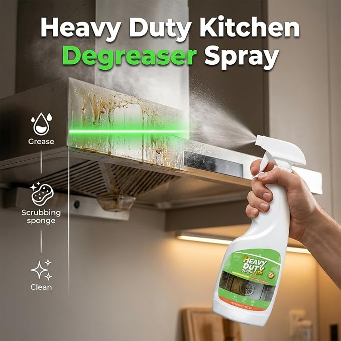 Heavy Duty Degreaser Spray,Fast-Acting Kitchen Cleaner & BBQ Grill Cleaner, 500ML Multi-Purpose Removes Grease, Burnt Food & Stains from Microwave, Oven, Stove Top & Grill. (1)