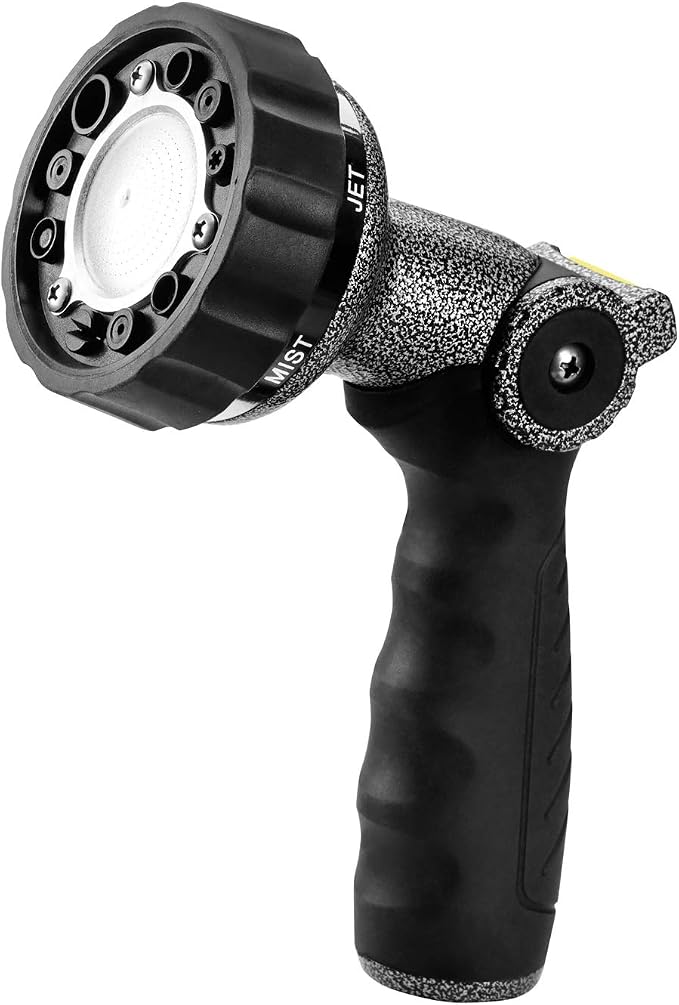 GREEN MOUNT Garden Hose Nozzle, Water Hose Spray Nozzle with Thumb Control On Off Valve for Easy Water Flow Control, Black-grey