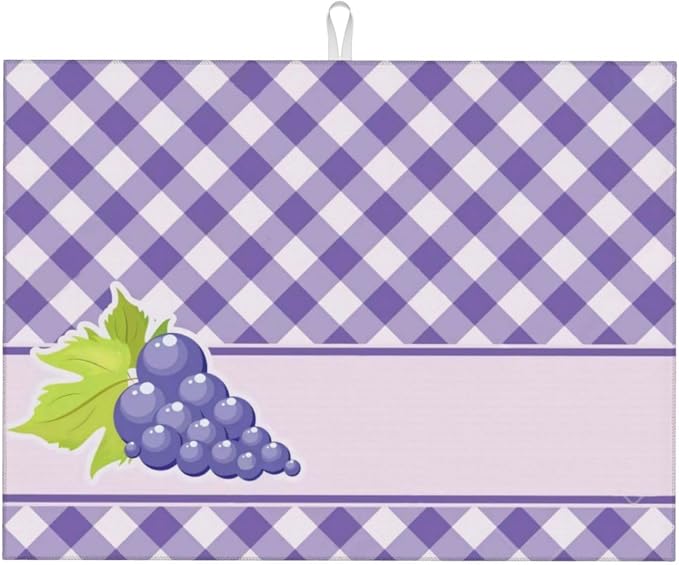 Purple Grapes Dish Drying Mat 18x24 For Kitchen Counter Absorbent Microfiber Dishes Pad Dish Drainer Rack Mats Fast Dry Kitchen Accessories